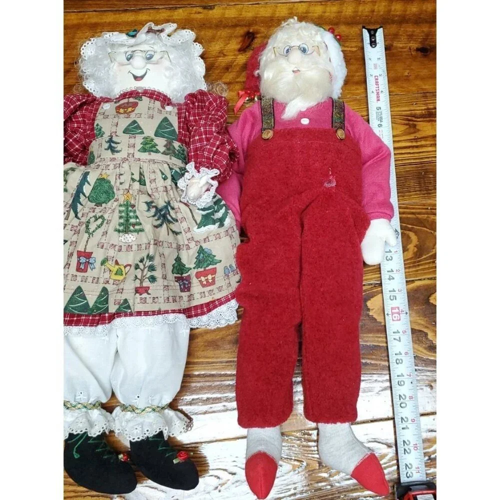 Vintage Santa Claus in chair And Mrs. Claus in rocking chair Christmas